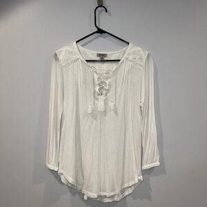 Lucky Brand Lace Up Long Sleeve Top